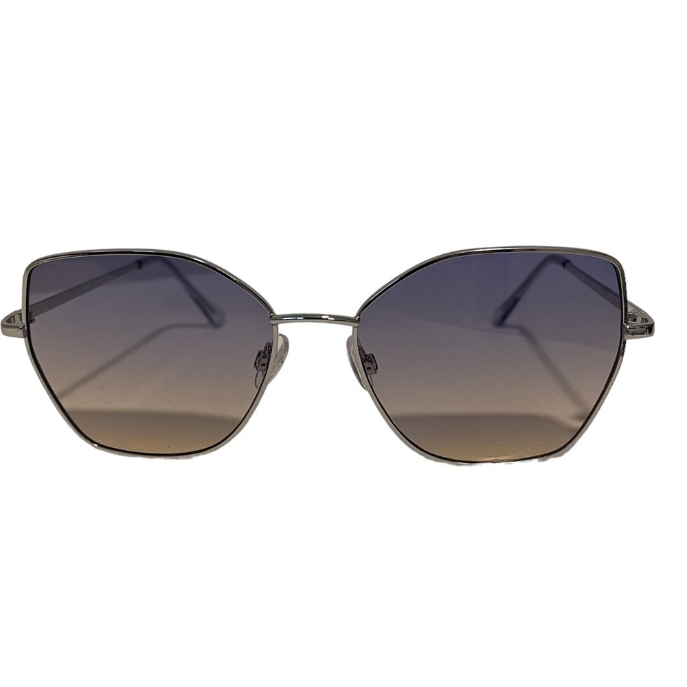 Butterfly Shaped Women's Fashion Silver Frame/Purple Grey Ombré Sunglasses